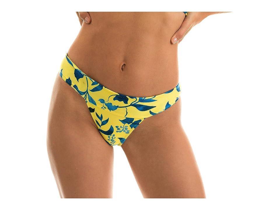 Rio de Sol Banded Triangle Bikini Top (Lemon Flower Yellow) Women's Swimwear Product Image