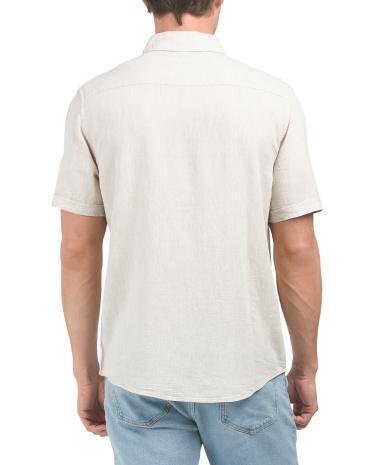 Linen And Viscose Blend Short Sleeve Solid Shirt for Men Product Image