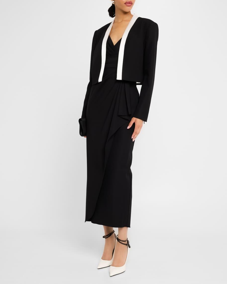 Cropped Contrast-Trim Tuxedo Jacket Product Image