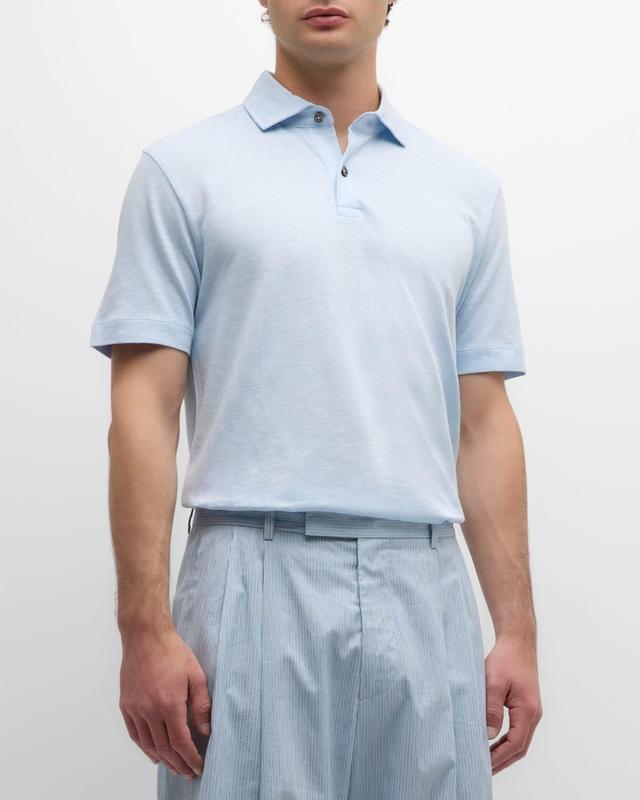 Men's Linen Cotton Short-Sleeve Polo Shirt Product Image