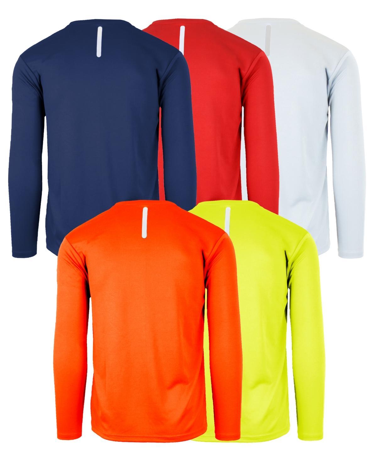 Galaxy By Harvic Mens Long Sleeve Moisture-Wicking Performance Crew Neck Tee -5 Pack Product Image