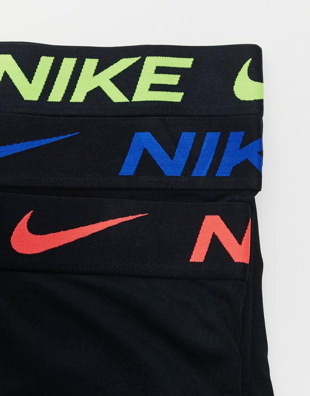 Nike Essential Microfiber 3 pack briefs in black with colored waistband  Product Image