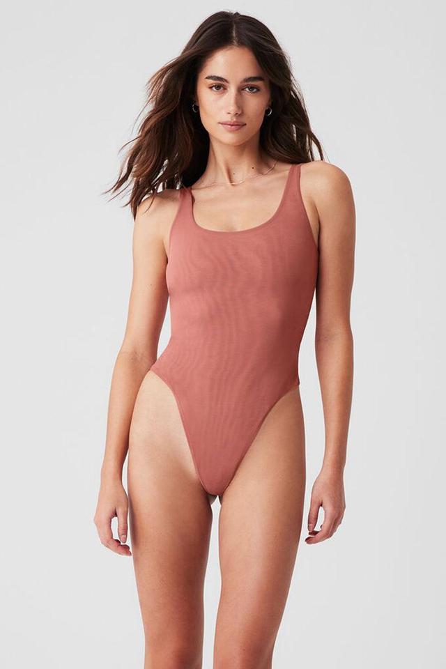 Mesh Sheer Illusion Bodysuit - Soft Terracotta Female Product Image