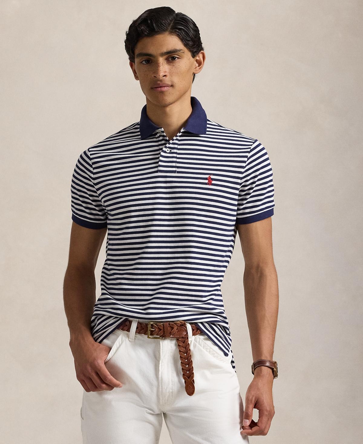 Polo Ralph Lauren Mens Classic-Fit Striped Mesh Polo Shirt Product Image