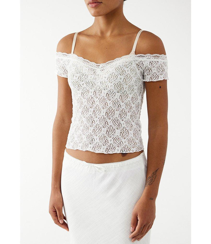 BDG Urban Outfitters Rhia Lace Off-The-Shoulder Short Sleeve Top Product Image