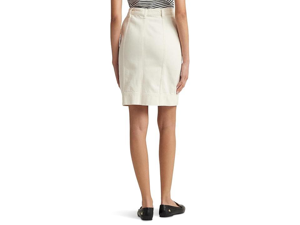 Lauren Ralph Lauren Denim Pencil Mini Skirt (Mascarpone Cream Wash) Women's Skirt Product Image