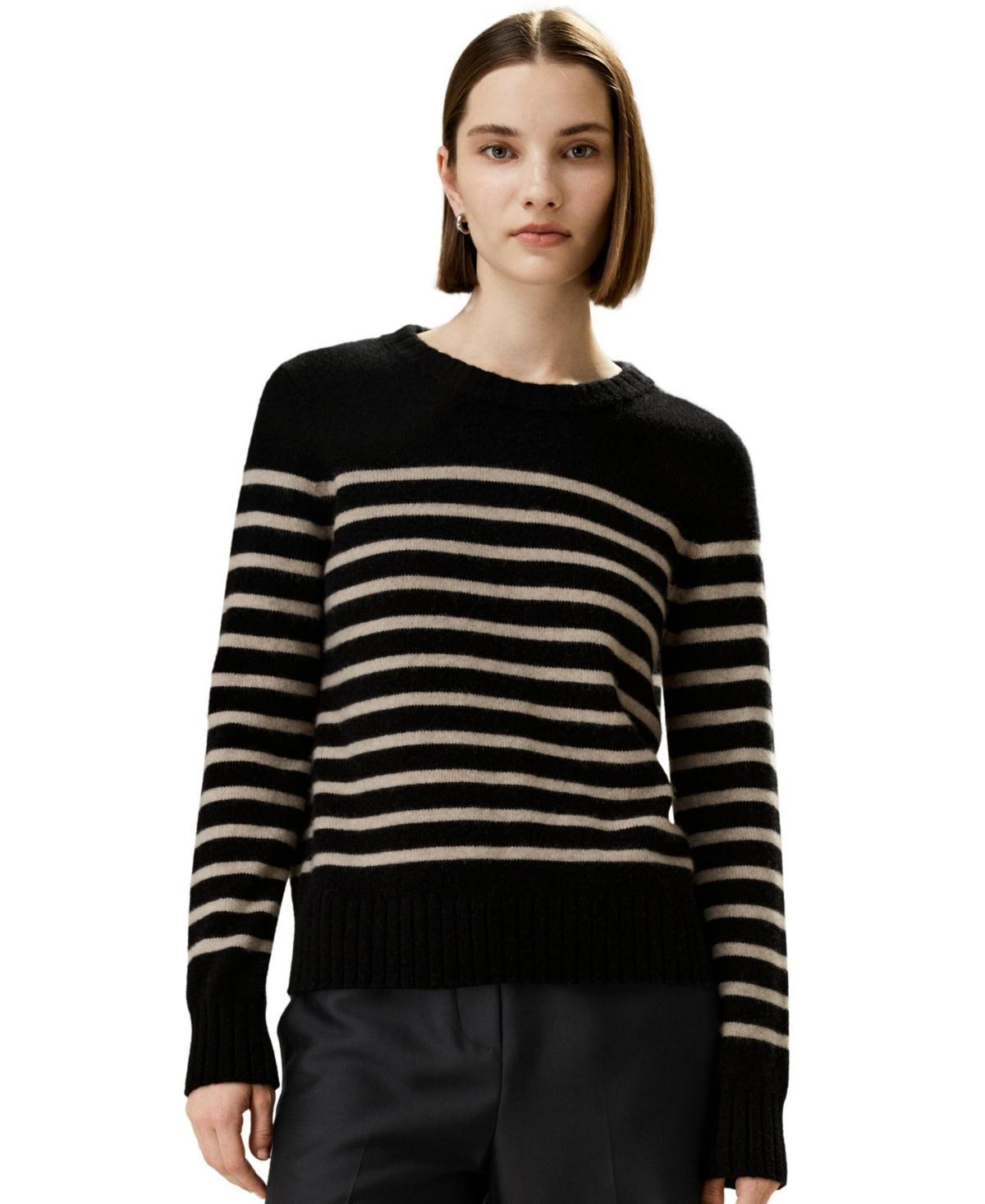 Lilysilk Womens Striped Round Collar Cashmere Sweater for Women Product Image