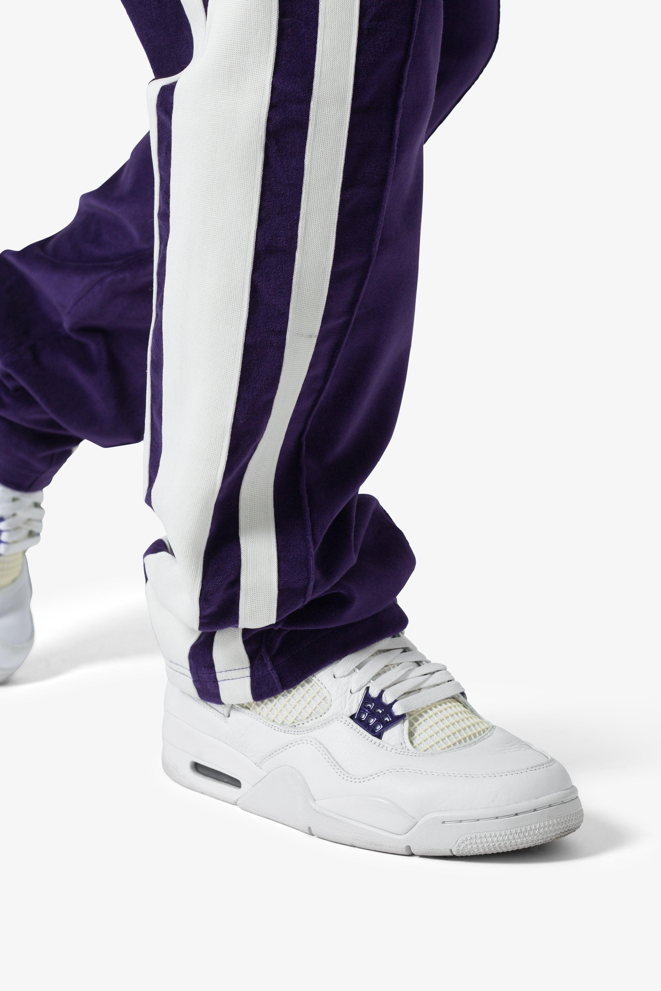 Baggy Velour Track Pants - Purple Product Image