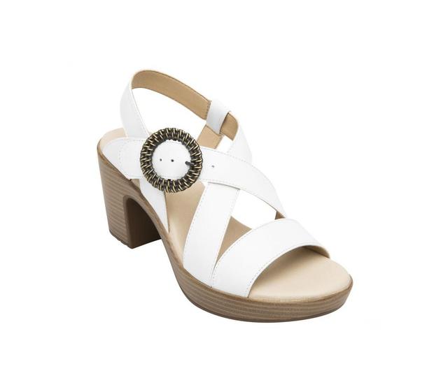 Womens White Leather Heel Ankle Strap Sandals 102919 By Flexi Product Image