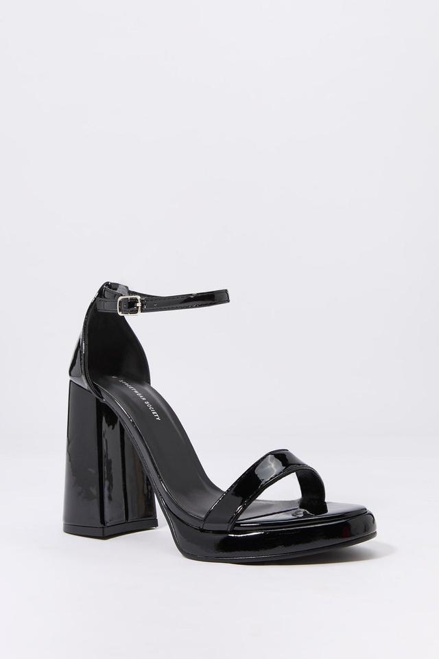 Faux Patent Leather Open Toe Platform Heel Female Product Image