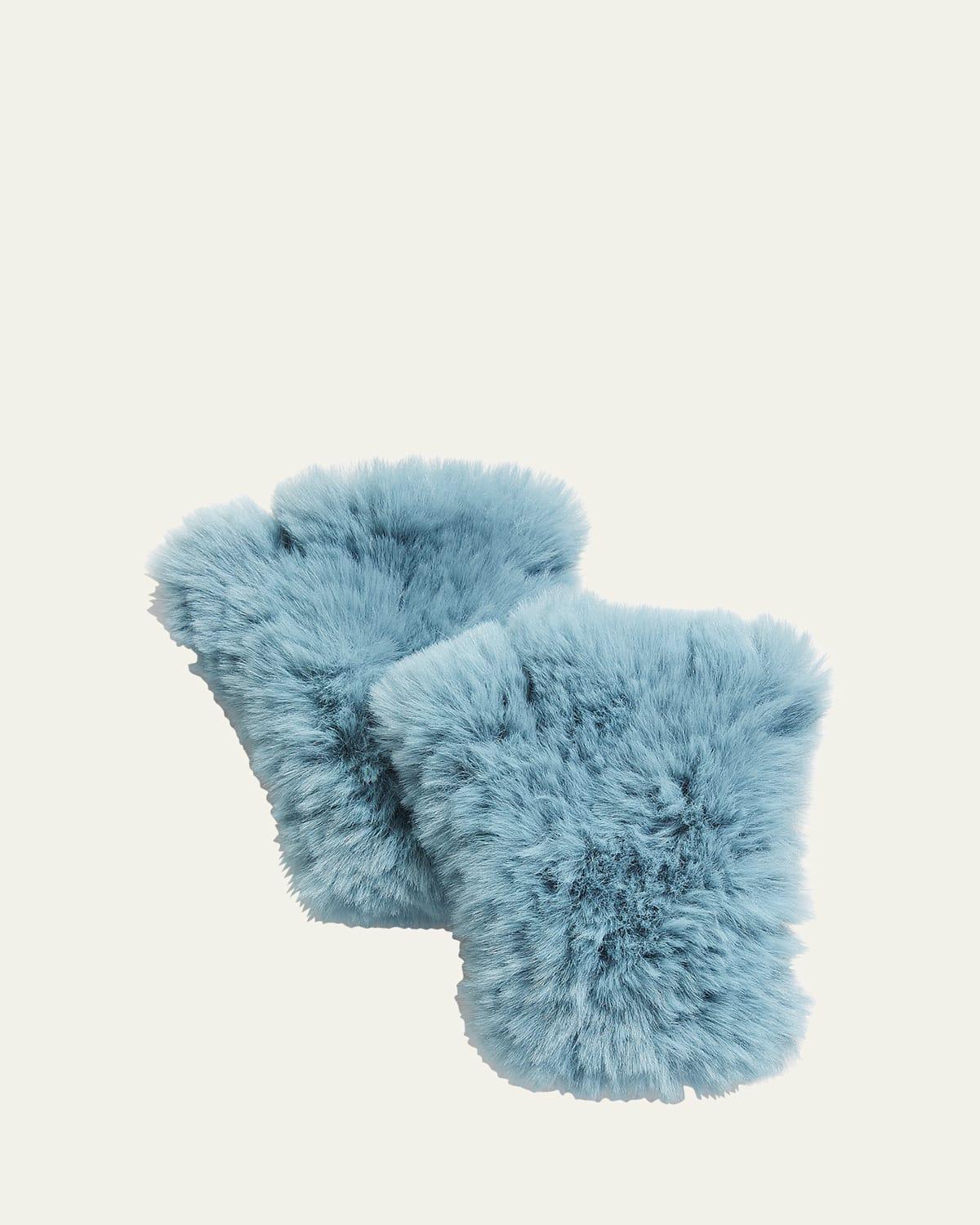 Faux Fur Knitted Fingerless Mittens Product Image