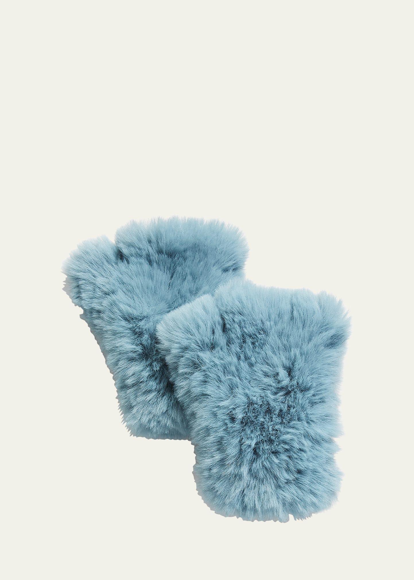 Faux Fur Knitted Fingerless Mittens Product Image