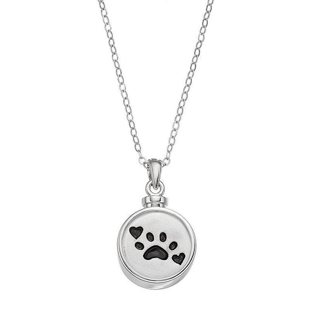 Sentimental Expressions Sterling Silver Paw Print Rememberance Ash Holder Necklace, Womens Grey Product Image