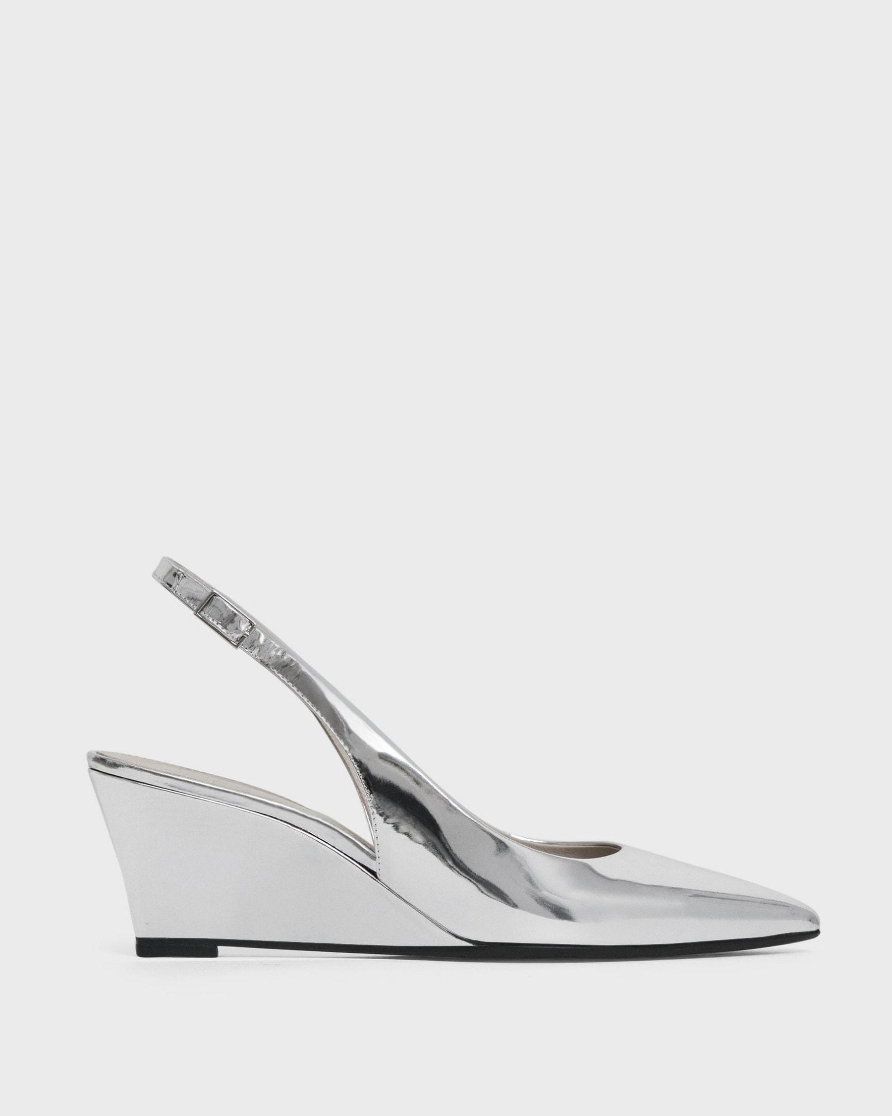 Slingback Wedge in Metallic Leather Product Image