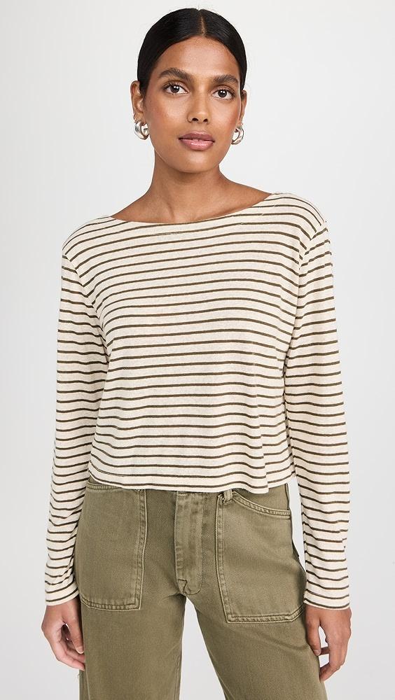 Stateside Linen Cotton Jersey Cropped Boat Neck Tee | Shopbop Product Image