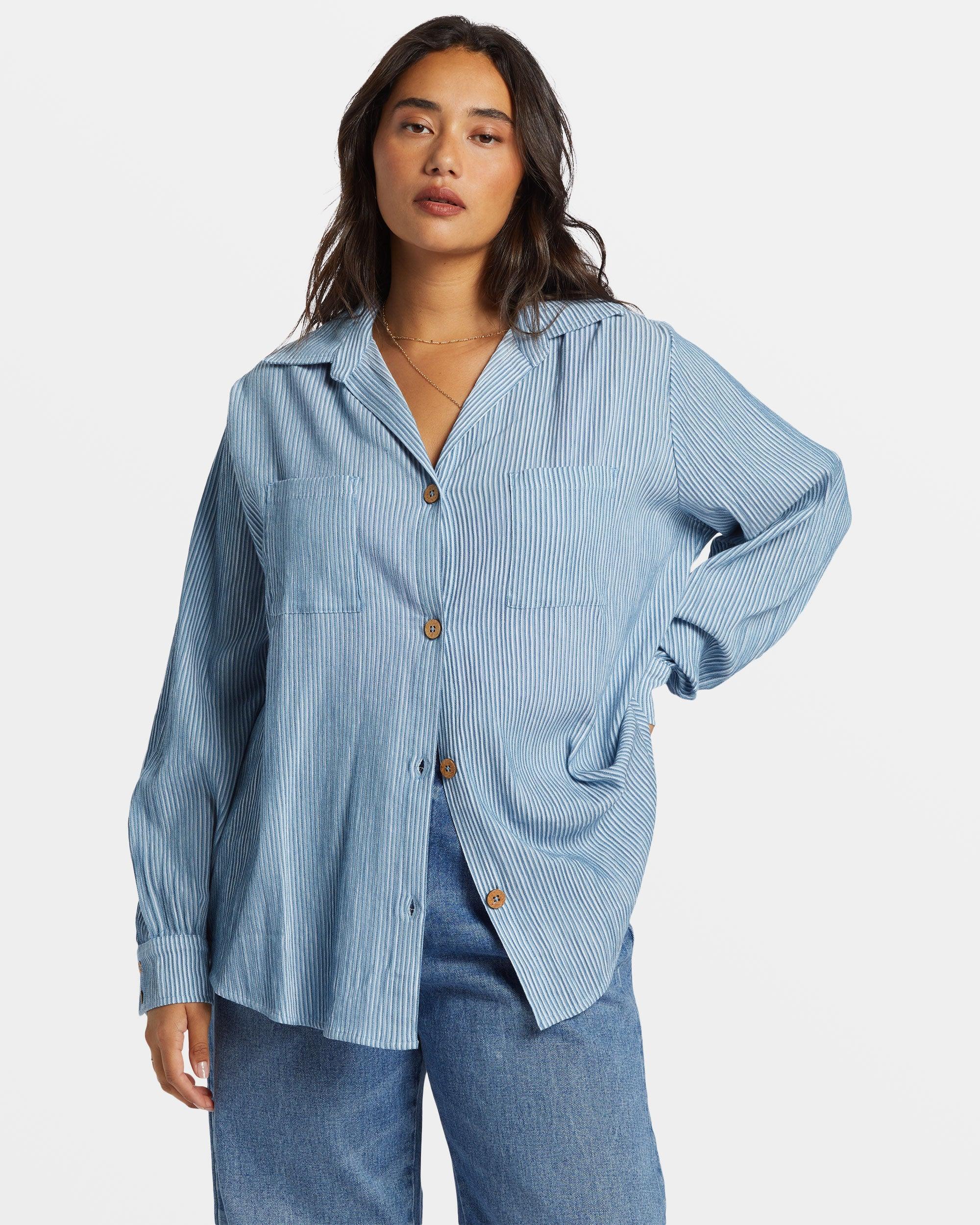 Swell Oversized Long Sleeve Shirt - Blue Shadow Female Product Image