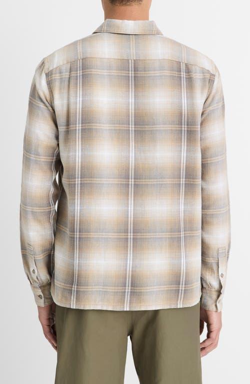 VINCE Cotton-hemp Check Shirt In Iron/british Khaki Product Image