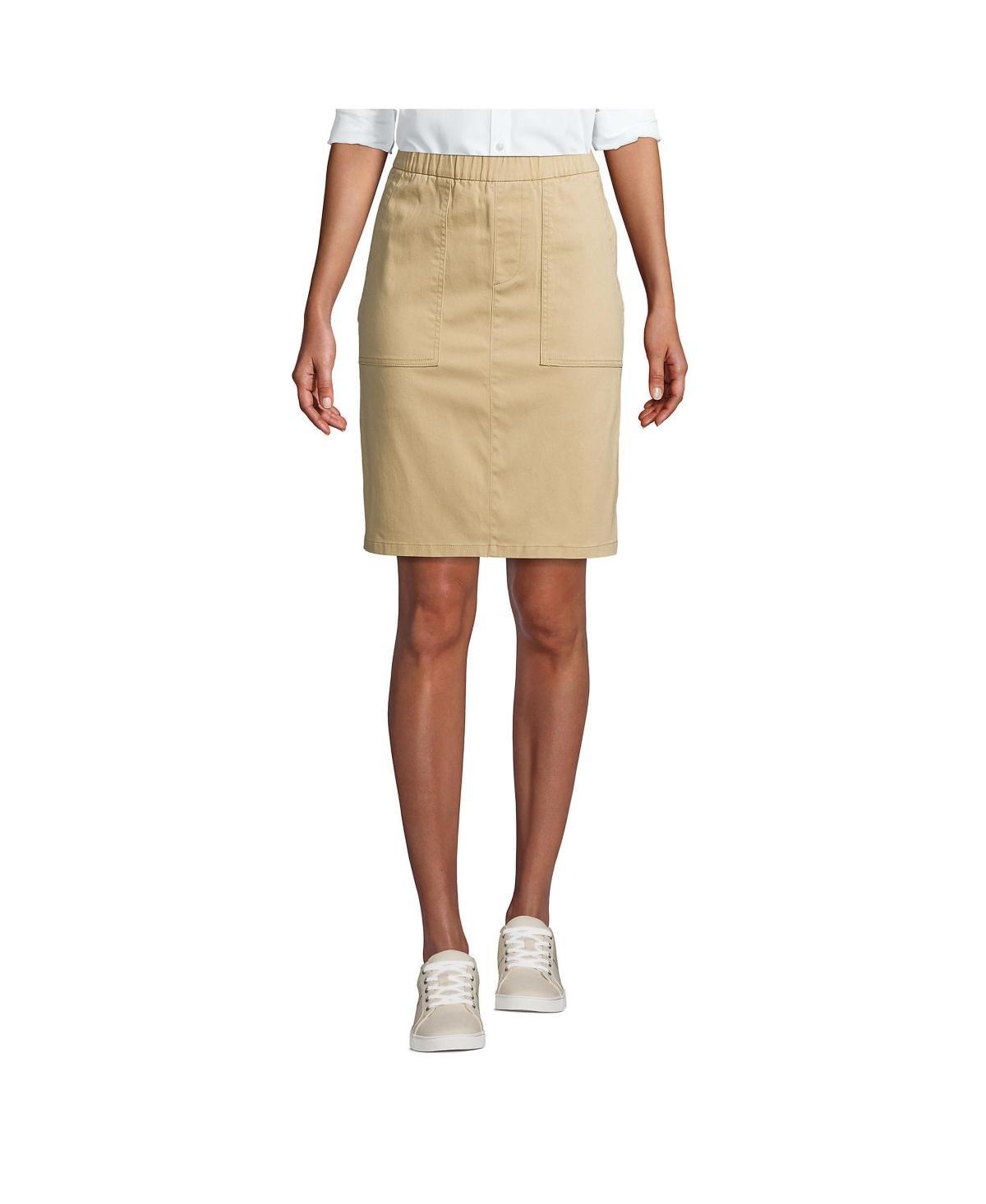 Petite Lands End Pull On Chino Skort, Womens Brown Product Image