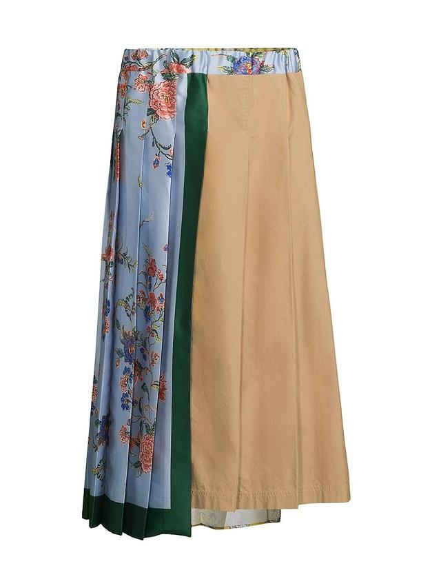 Womens Operoso Cotton Colorblock Pleated Skirt Product Image