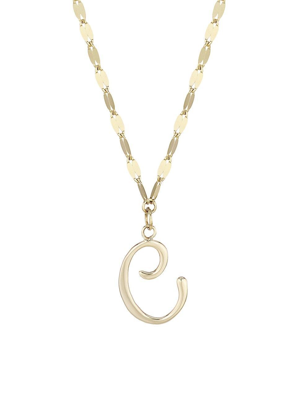 Womens 14K Yellow Gold Cursive Initial Pendant Necklace Product Image