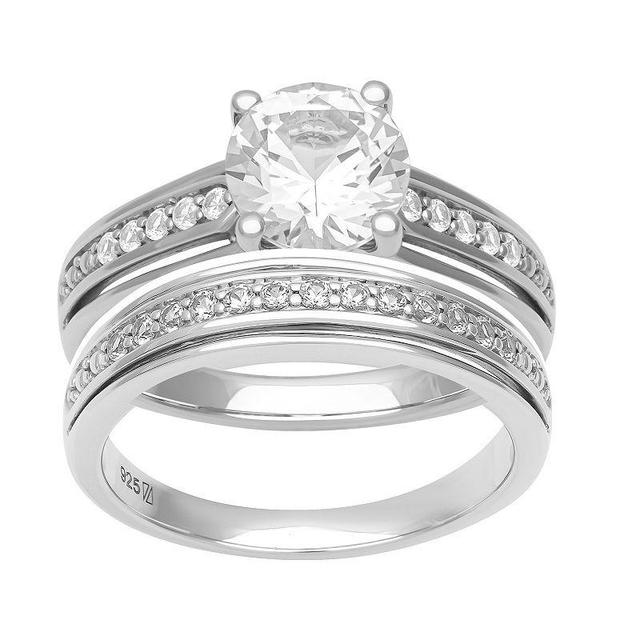 Love Always Sterling Silver Lab-Created White Sapphire Engagement Ring Set, Womens Product Image