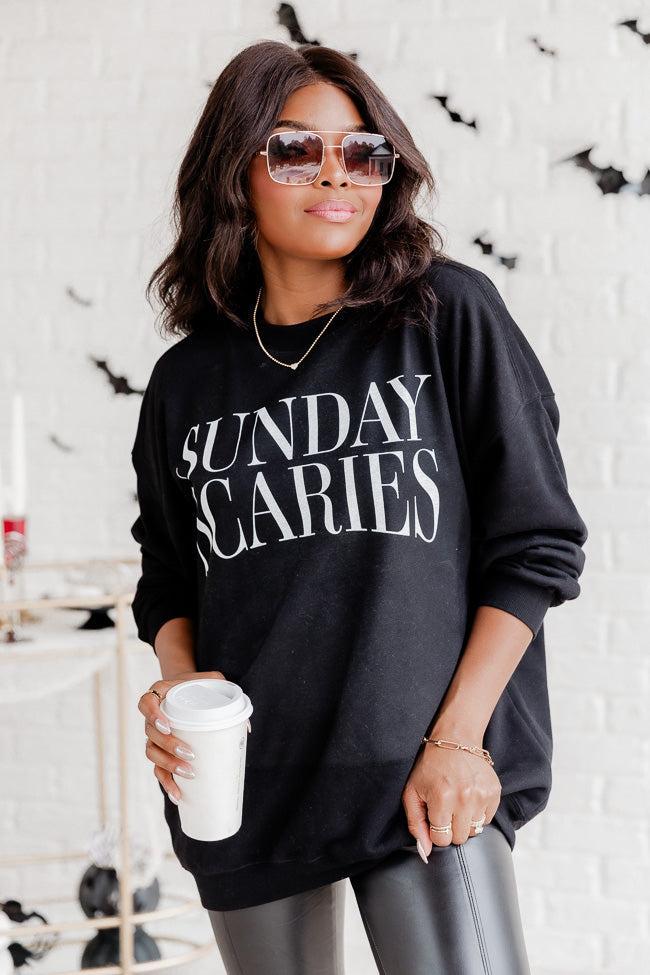 Sunday Scaries Black Oversized Graphic Sweatshirt Product Image