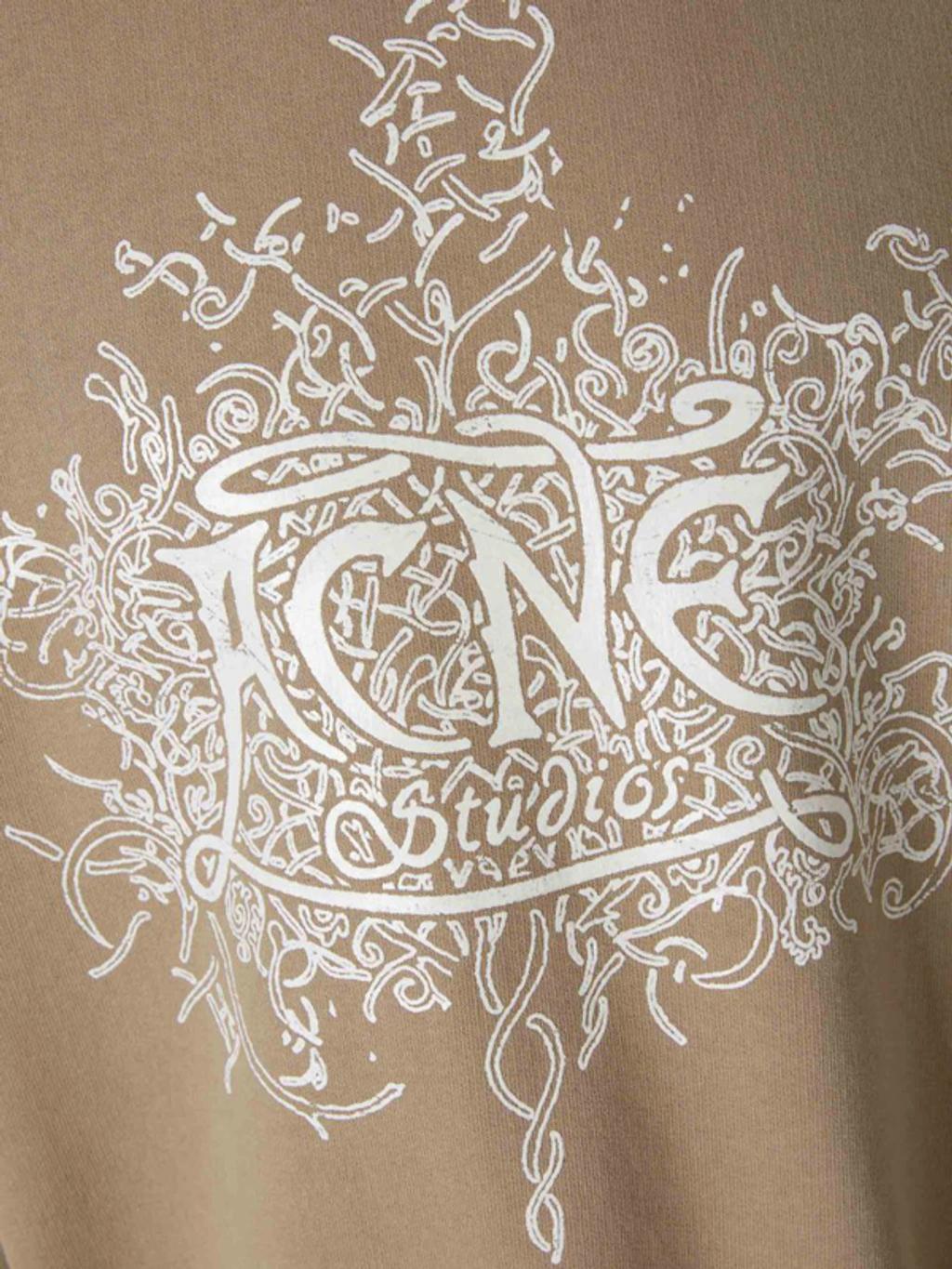 Logo Printed Crewneck Sweatshirt In Beige Product Image