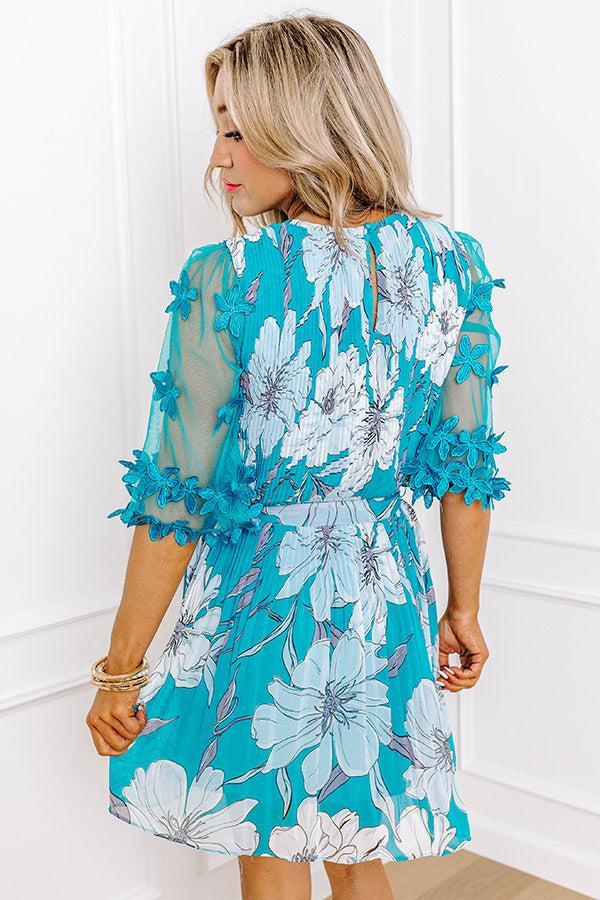 Easily Enchanted Pleated Dress In Turquoise Product Image