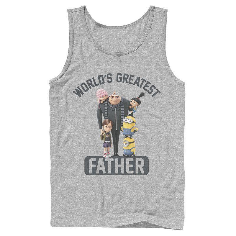 Mens Despicable Me Minions Worlds Greatest Father Tank Top Athletic Grey Product Image