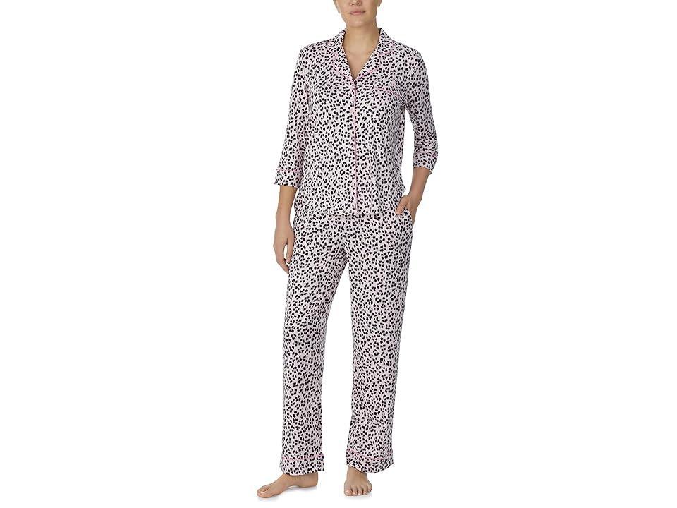 Kate Spade New York Brushed Jersey 3/4 Sleeve Long PJ (Leopard) Women's Pajama Sets Product Image