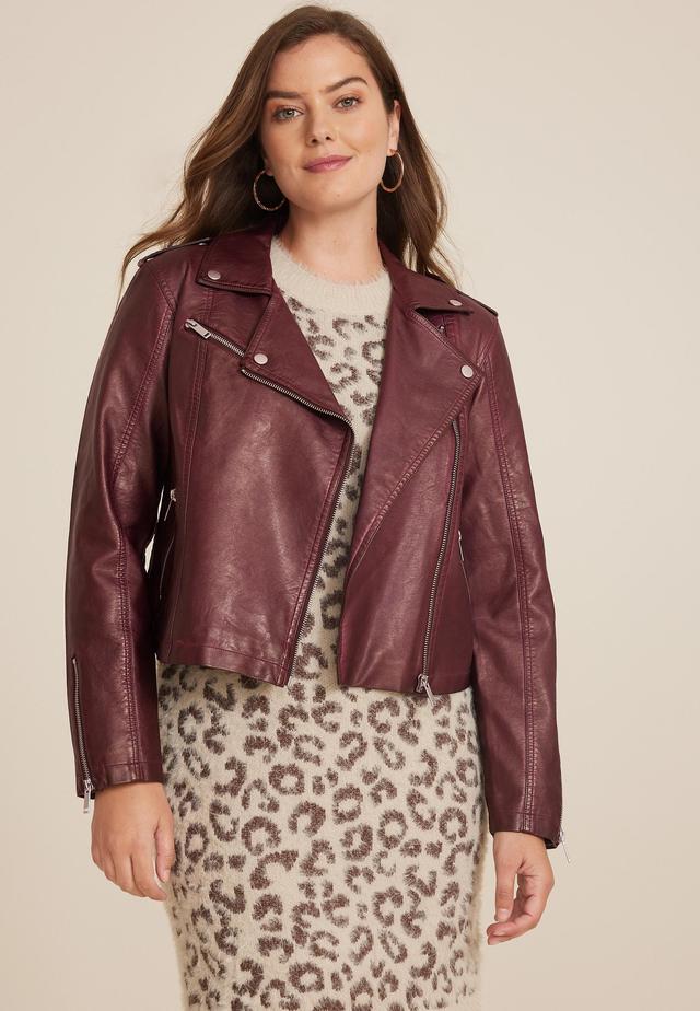 Faux Leather Moto Jacket Product Image