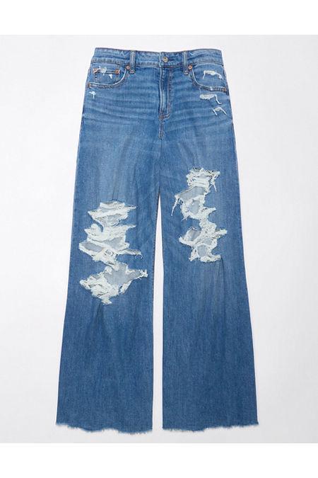 AE Dreamy Drape Ultra Wide-Leg Super High-Waisted Ripped Jean Womens Product Image