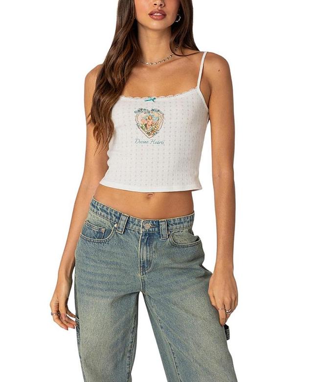 EDIKTED Divine Hearts Pointelle Crop Camisole Product Image