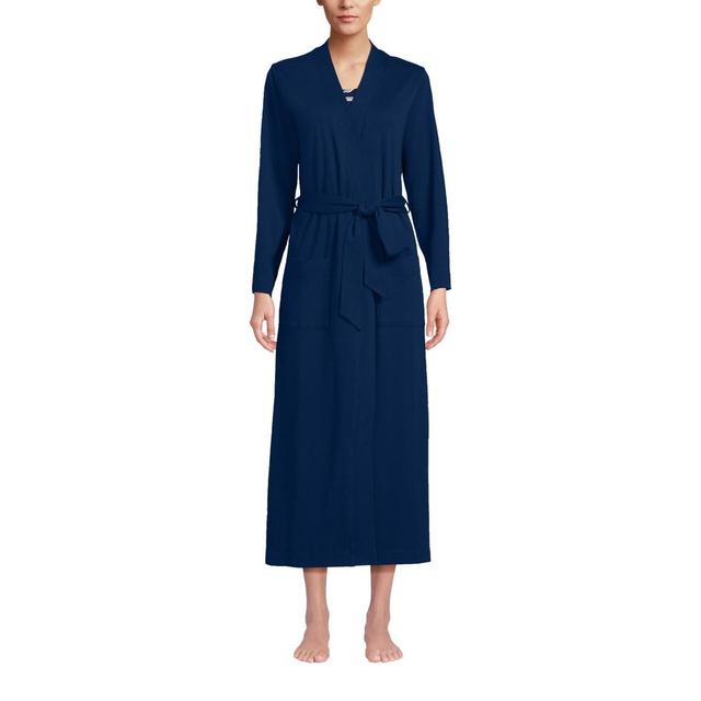 Womens Lands End Cotton Long Sleeve Robe Deep Blue Product Image