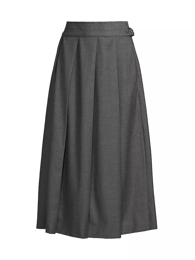 Palk Pleated Wool Midi-Skirt Product Image