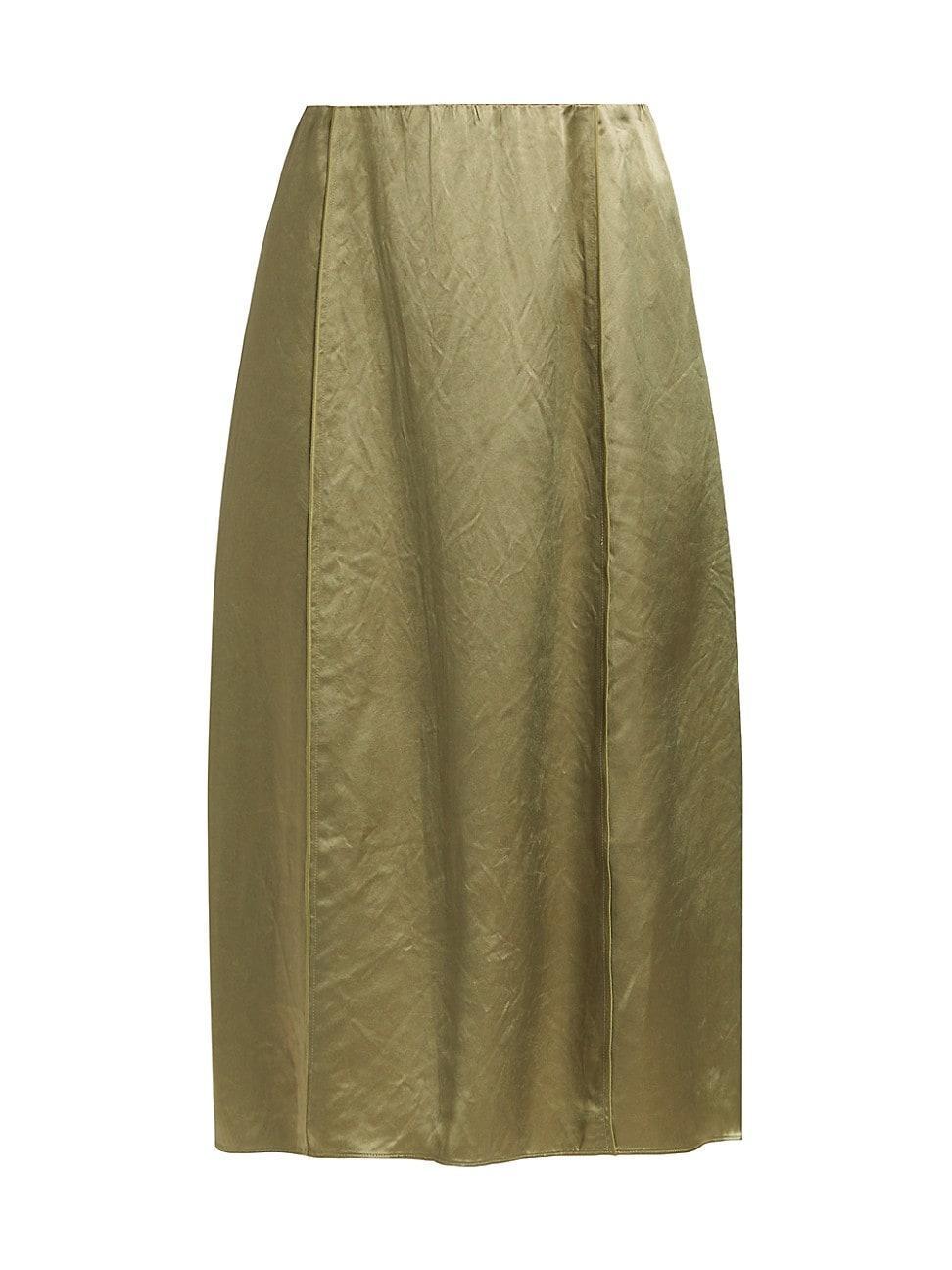 Womens Satin Paneled Midi-Skirt product image