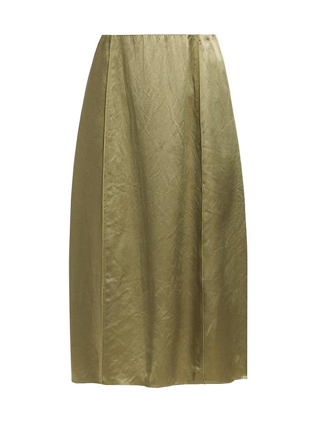 Womens Satin Paneled Midi-Skirt Product Image