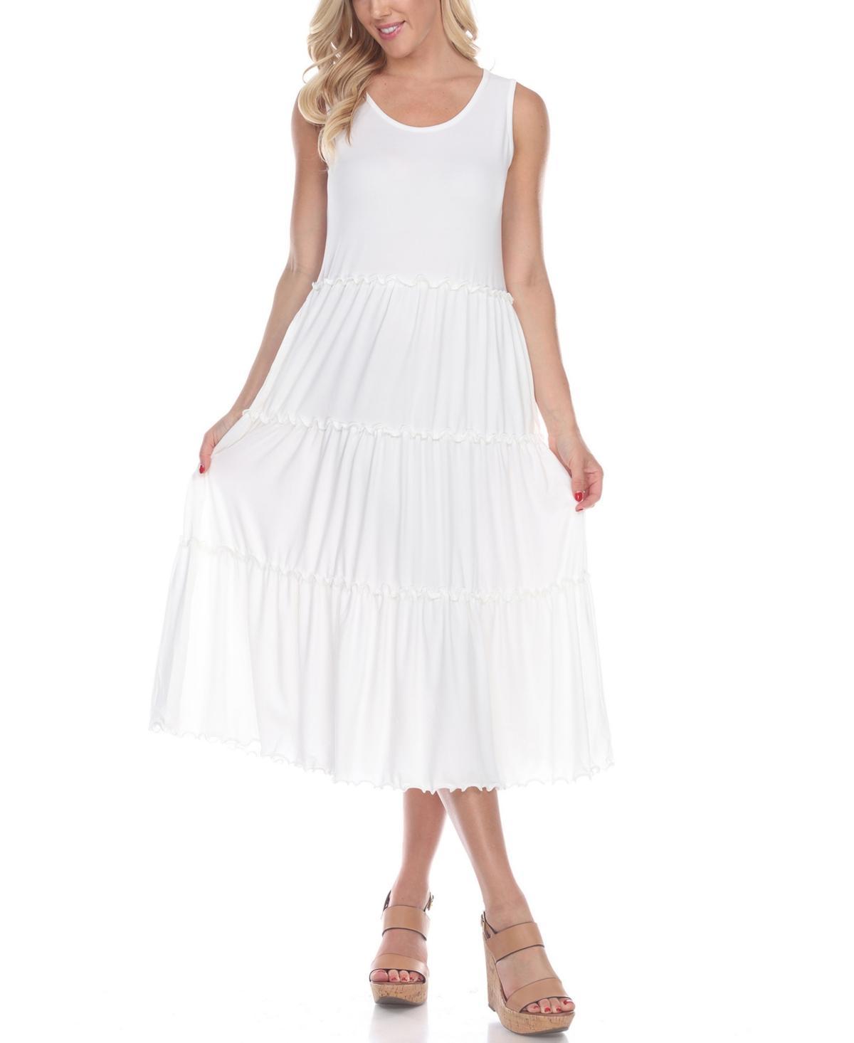 White Mark Womens Scoop Neck Tiered Midi Dress Product Image