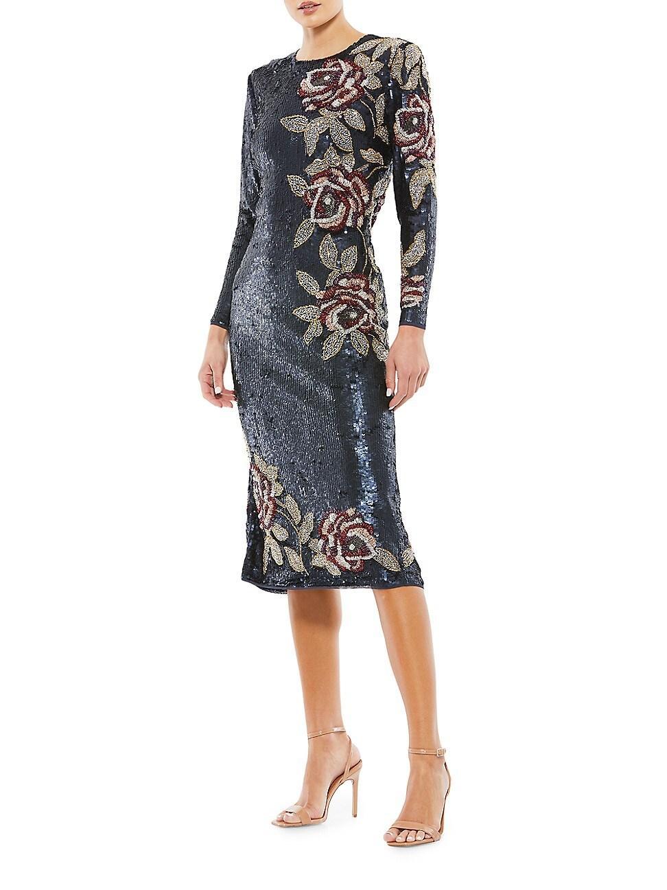 Womens Metallic Floral Midi Dress Product Image