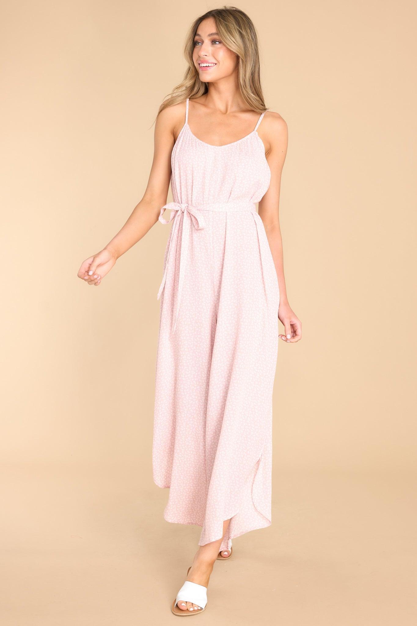 All Roads Lead Here Light Pink Floral Jumpsuit Product Image