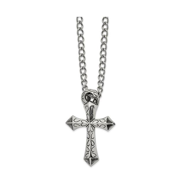 Chisel Antiqued and Polished Cross Slide on a Curb Chain Necklace Product Image