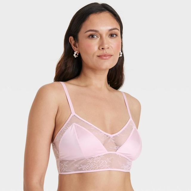 Womens Satin and Lace Longline Bralette - Auden Enlightened M Product Image