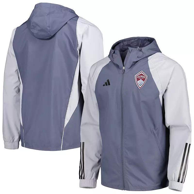 Mens adidas Charcoal Atlanta United FC All-Weather Raglan Hoodie Full-Zip Jacket Grey Product Image