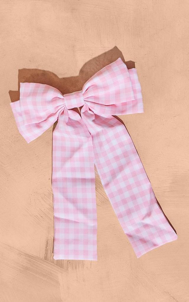 Pink Gingham Oversized Bow Hair Clip Product Image