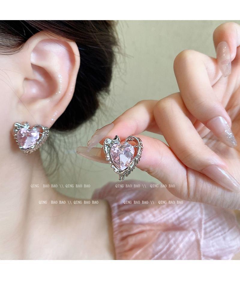 Rhinestone Heart Stud Earring Product Image