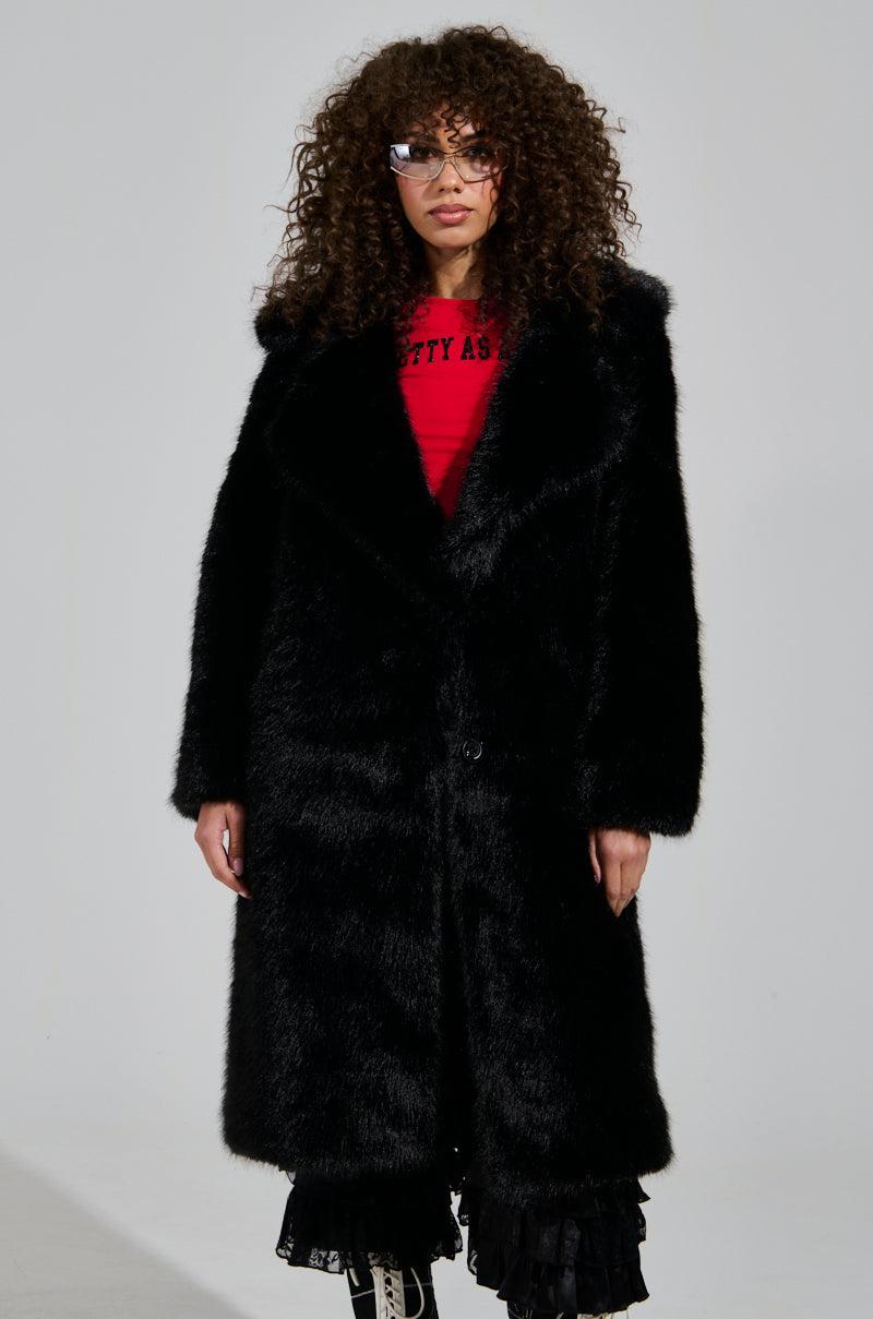 LENOX FAUX FUR TRENCH IN BLACK Product Image