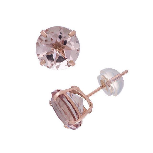 Designs by Gioelli 14k Rose Gold Simulated Morganite Stud Earrings, Womens, Pink Product Image