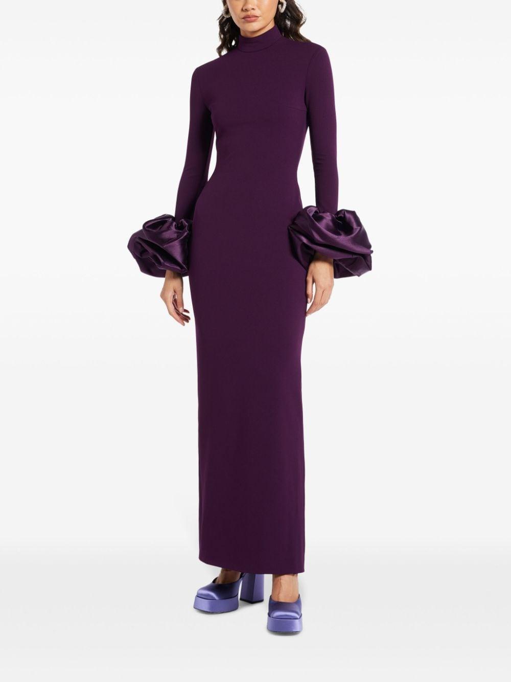 SOLACE LONDON Viviana Oversized-cuffs Gown In Purple Product Image