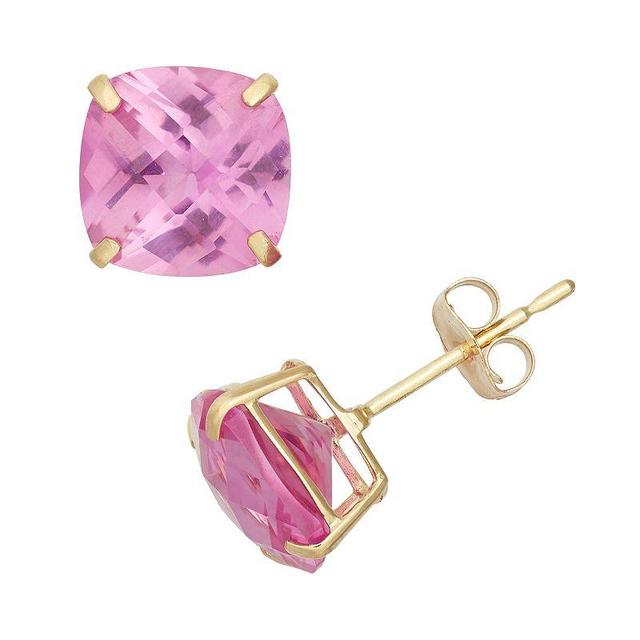 Designs by Gioelli Lab-Created Pink Sapphire 10k Gold Stud Earrings, Womens Product Image