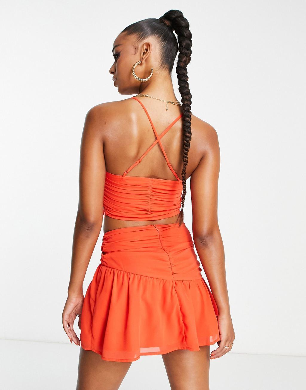 ASYOU crop frill cami in red - part of a set Product Image